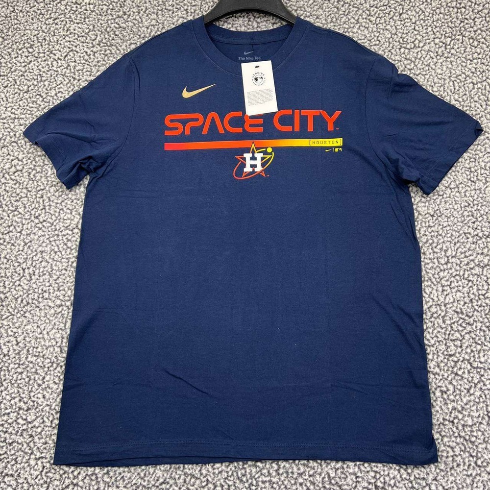 Houston Astros Shirt Men Large Blue Nike Short Sleeve Crew Neck Cotton New L